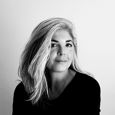 Portrait of Paola Zakimi, black and white